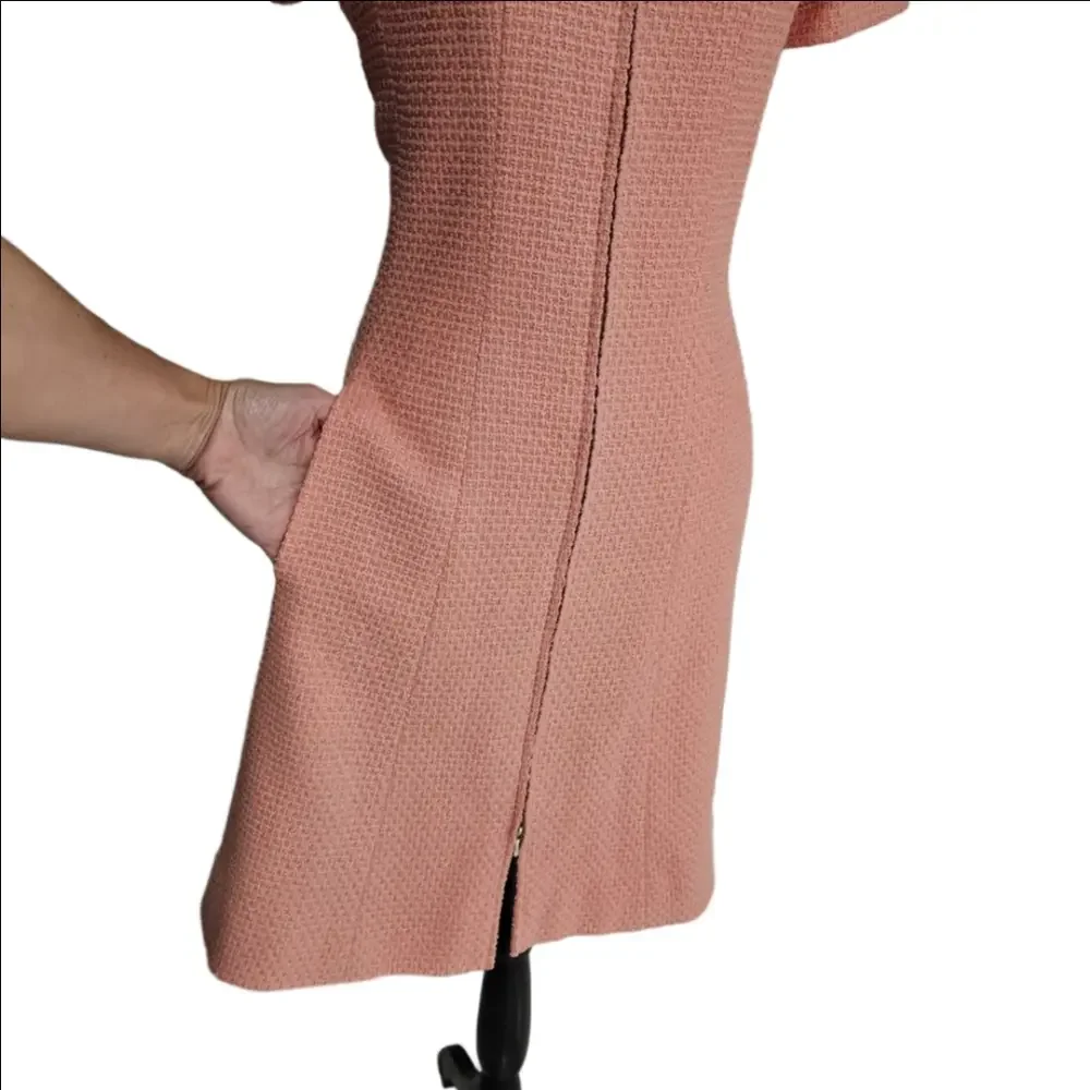 CHANEL Pink Textured Midi Dress